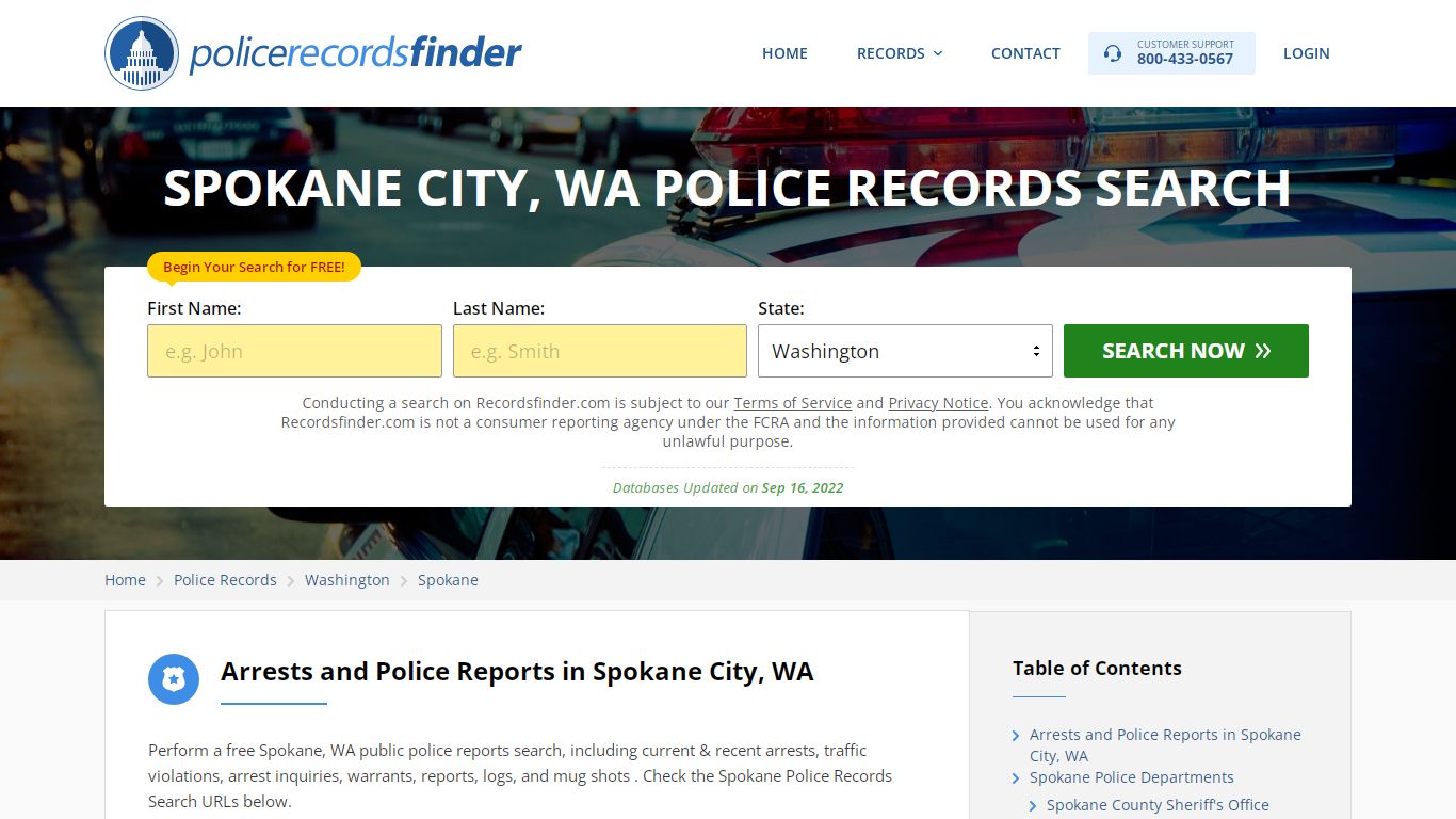 SPOKANE CITY, WA POLICE RECORDS SEARCH - RecordsFinder