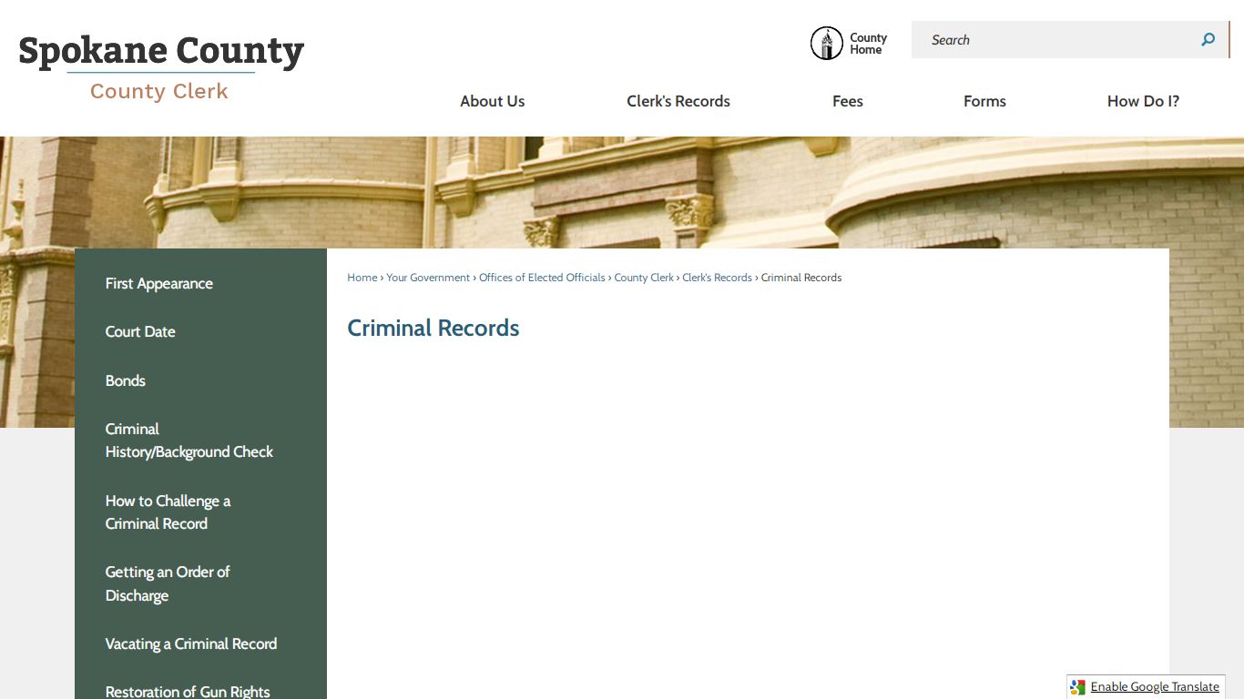 Criminal Records | Spokane County, WA